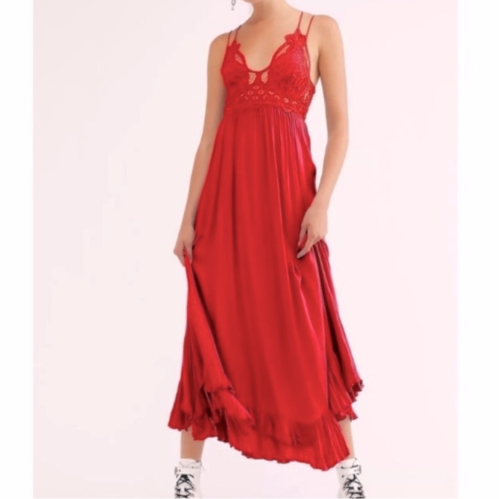 NWT FP Adella maxi slip flare dress in bright red size XS WOMENS